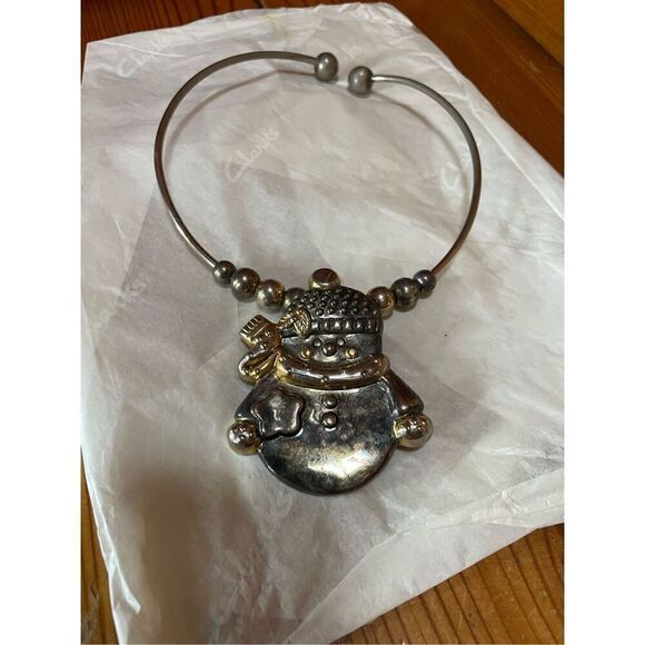 Vintage Snowman with Hat Brooch Pendant Necklace - Picture 1 of 3